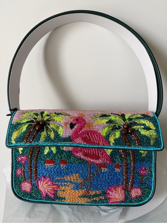 STAUD Handbags - Staud beaded palm beach flamingo Tommy shoulder bag